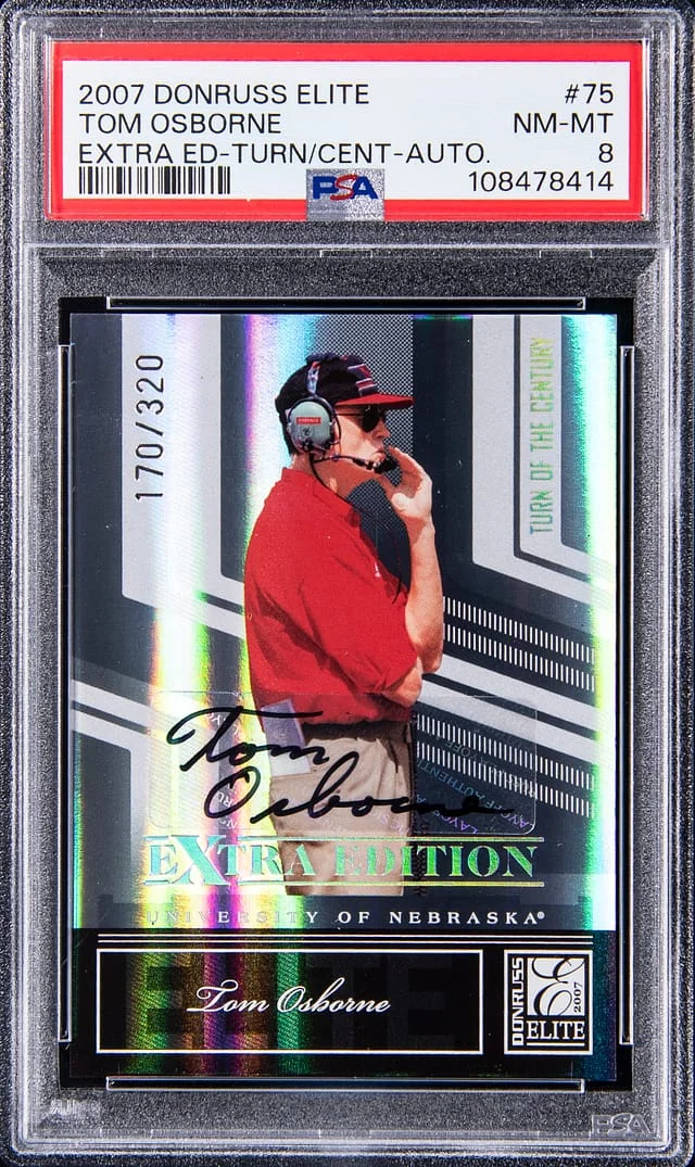 2007 Donruss Elite Extra Edition Tom Osborne Turn Of The Century Autographs #75 card image