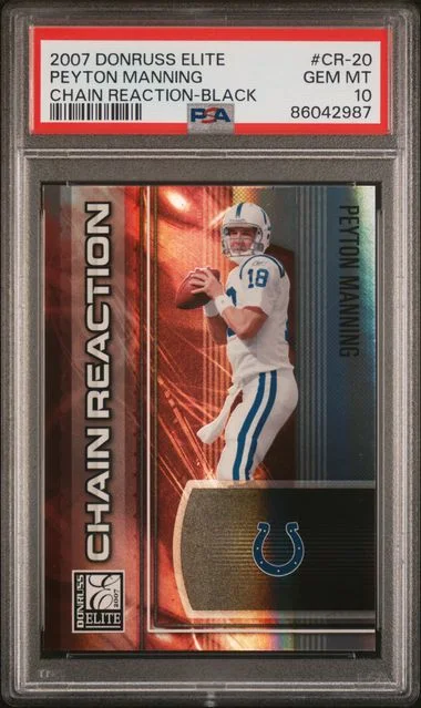 2007 Donruss Elite Peyton Manning Chain Reaction Black #CR-20 card image