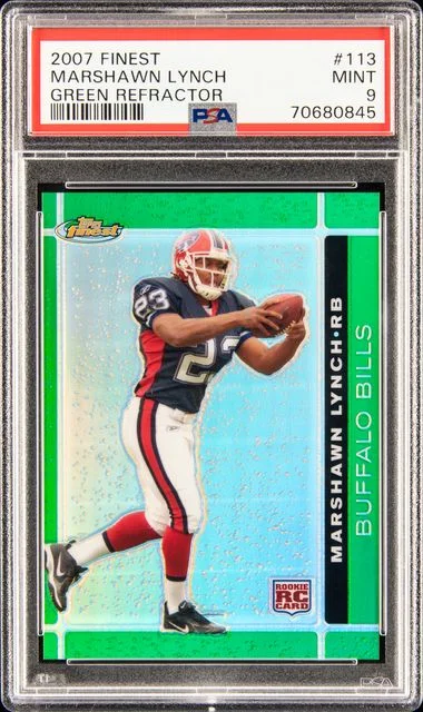 2007 Finest Marshawn Lynch Green Refractor #113 card image