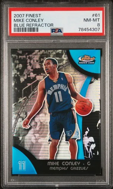 2007 Finest Mike Conley Blue Refractor #61 card image