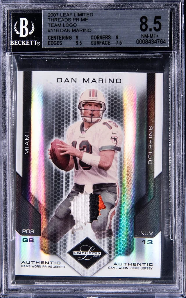 2007 Leaf Limited Dan Marino Threads Prime Team Logo #116 card image