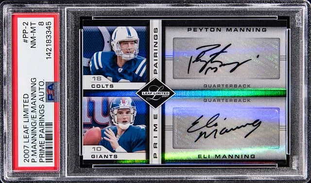2007 Leaf Limited Peyton Manning/Eli Manning Dual Prime Pairings Autographs #PP-2 card image