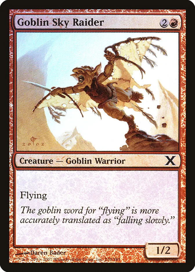 2007 Tenth Edition Goblin Sky Raider #210★ common card image