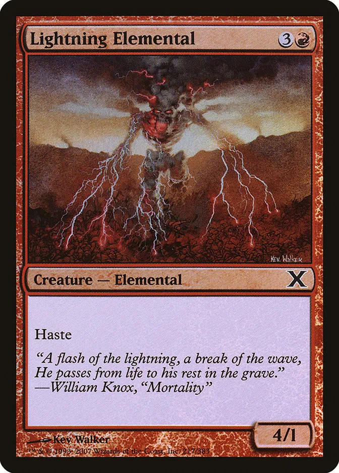 2007 Tenth Edition Lightning Elemental #217★ common card image