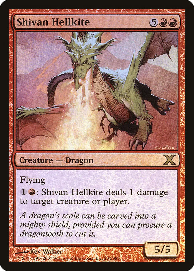 2007 Tenth Edition Shivan Hellkite #231★ rare card image