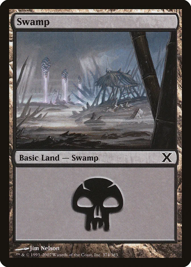 2007 Tenth Edition Swamp common #374 common card image