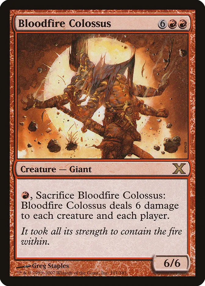 2007 Tenth Edition Bloodfire Colossus #191 rare card image