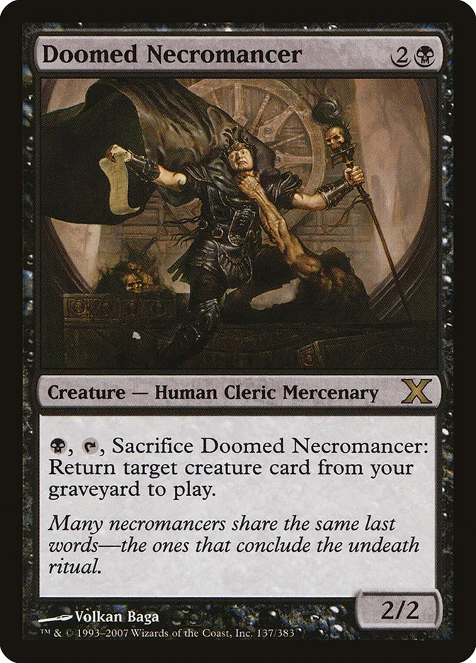 2007 Tenth Edition Doomed Necromancer rare #137 rare card image