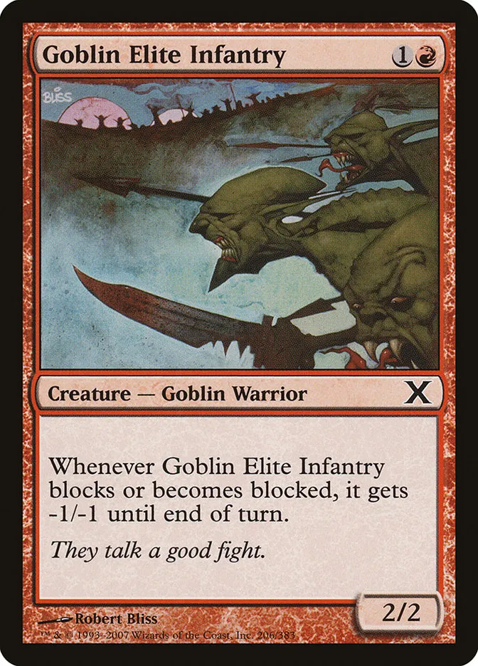 2007 Tenth Edition Goblin Elite Infantry common #206 common card image