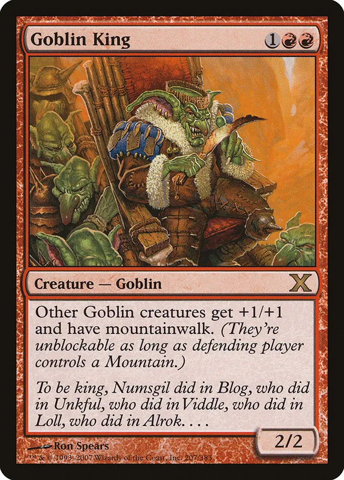 2007 Tenth Edition Goblin King #207 rare card image