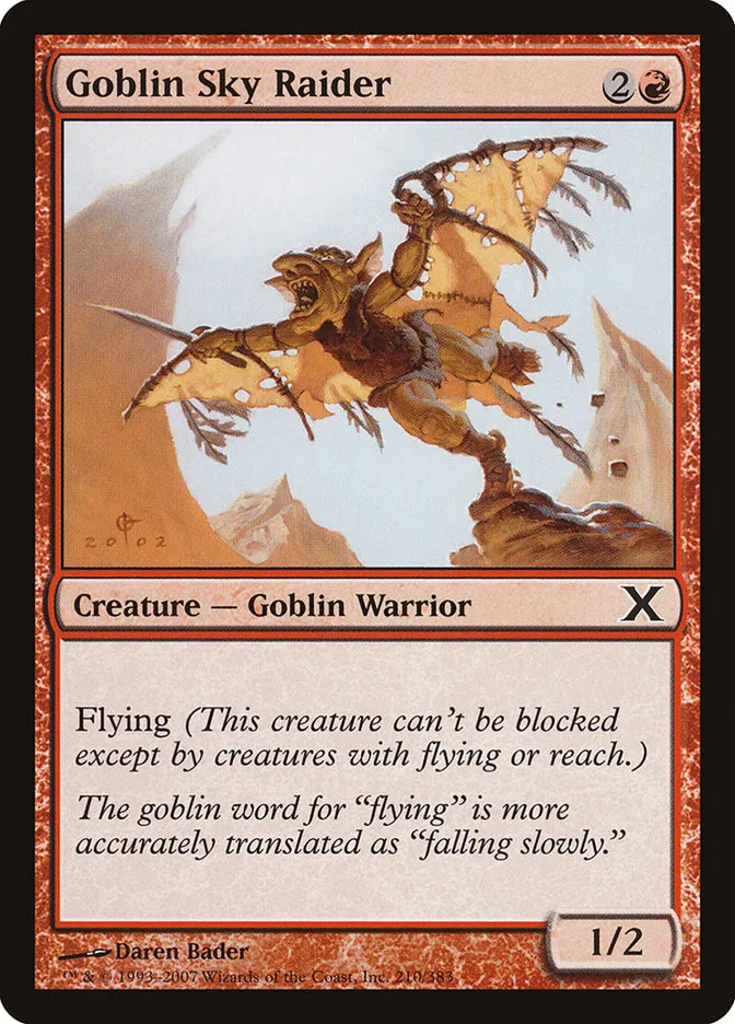 2007 Tenth Edition Goblin Sky Raider common #210 common card image