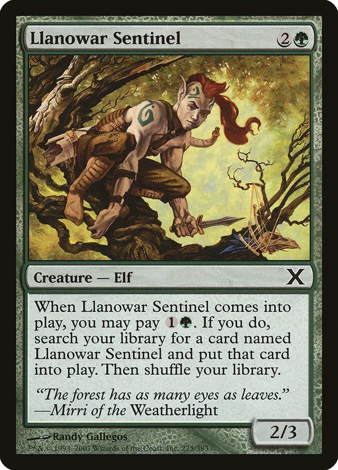 2007 Tenth Edition Llanowar Sentinel #275 common card image