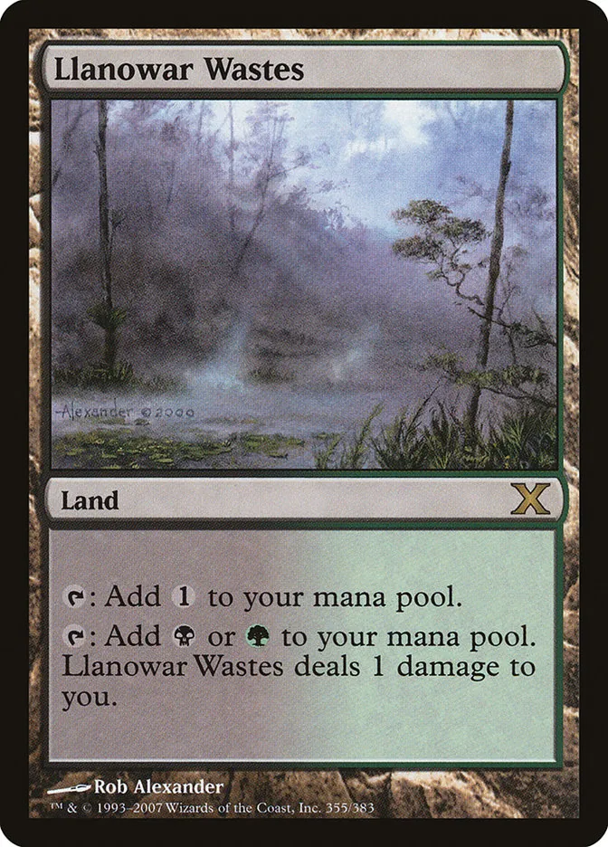 2007 Tenth Edition Llanowar Wastes #355 rare card image