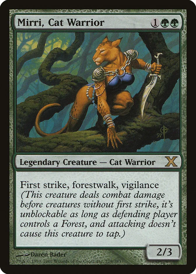 2007 Tenth Edition Mirri, Cat Warrior #279 rare card image