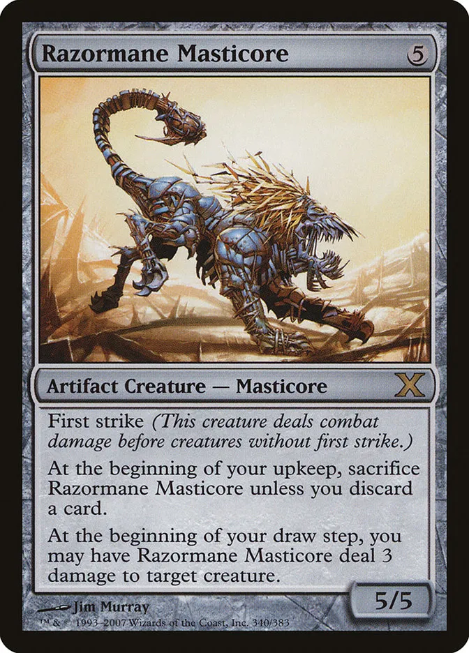 2007 Tenth Edition Razormane Masticore #340 rare card image