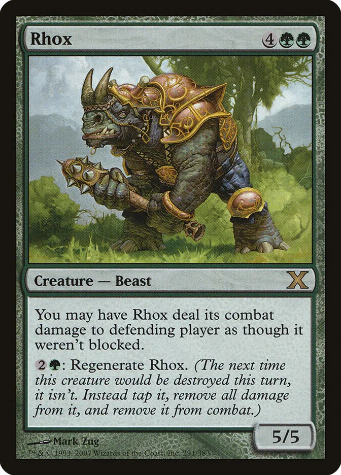 2007 Tenth Edition Rhox rare #291 rare card image