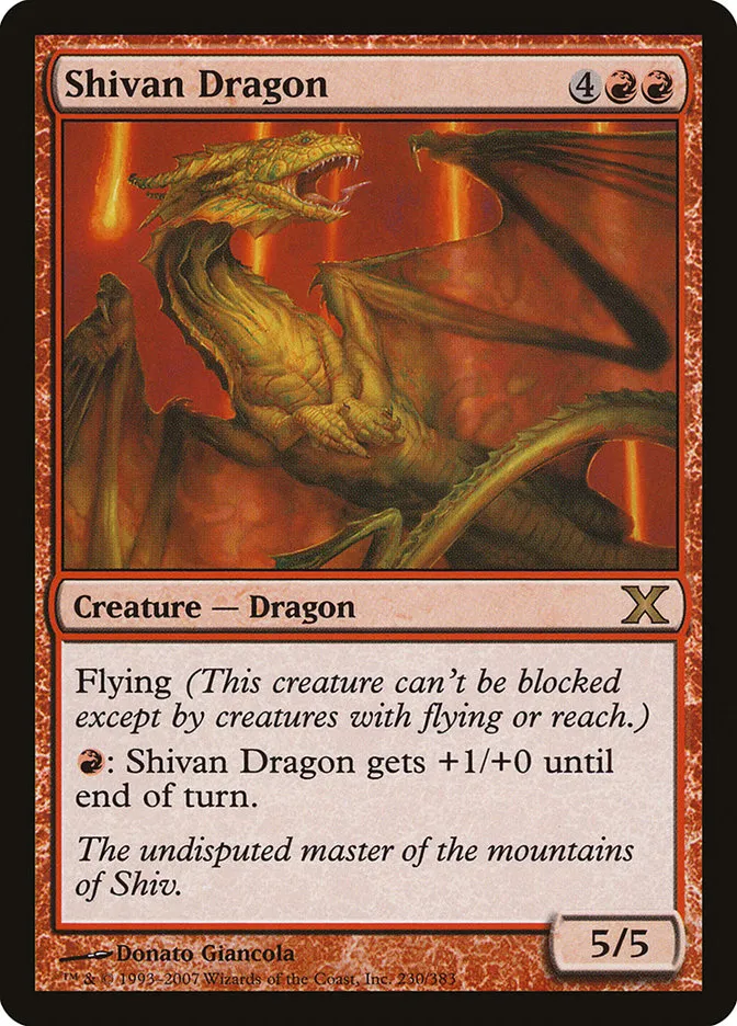 2007 Tenth Edition Shivan Dragon rare #230 rare card image