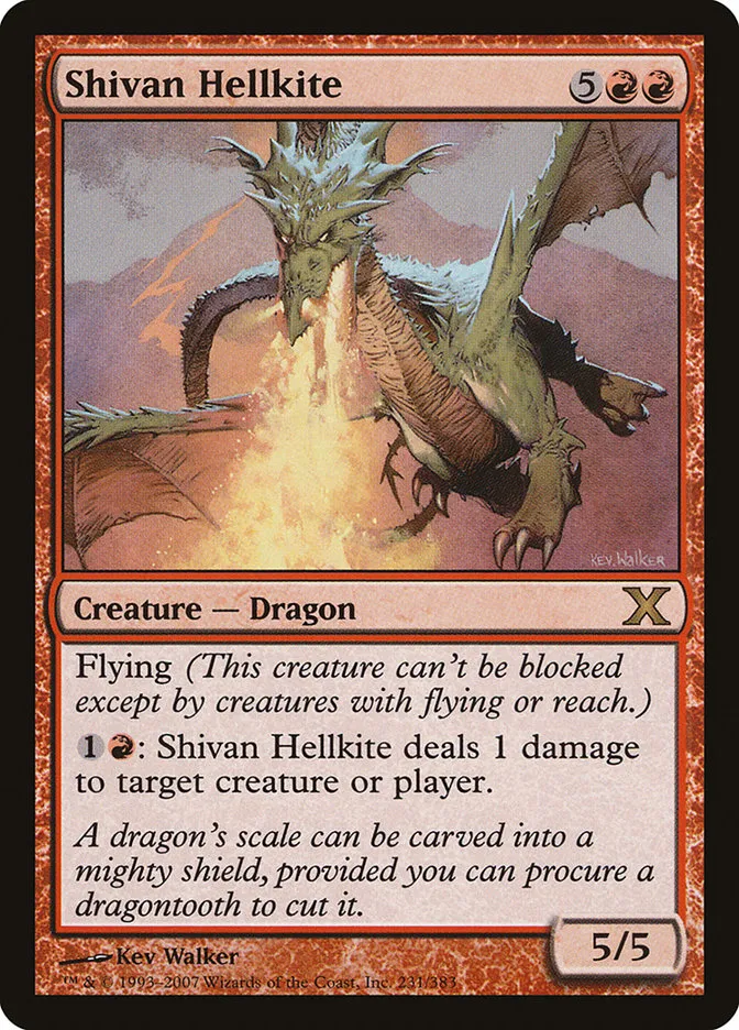 2007 Tenth Edition Shivan Hellkite rare #231 rare card image