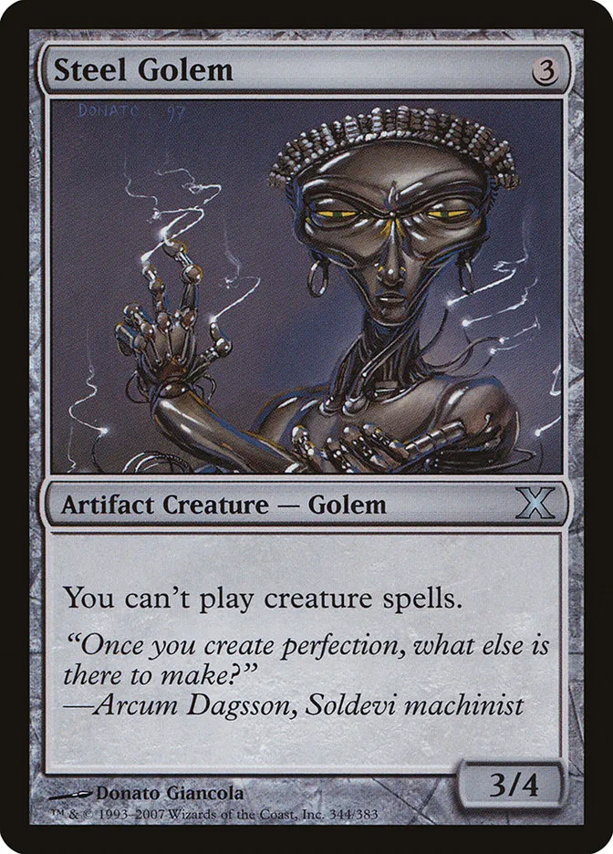 2007 Tenth Edition Steel Golem #344 uncommon card image