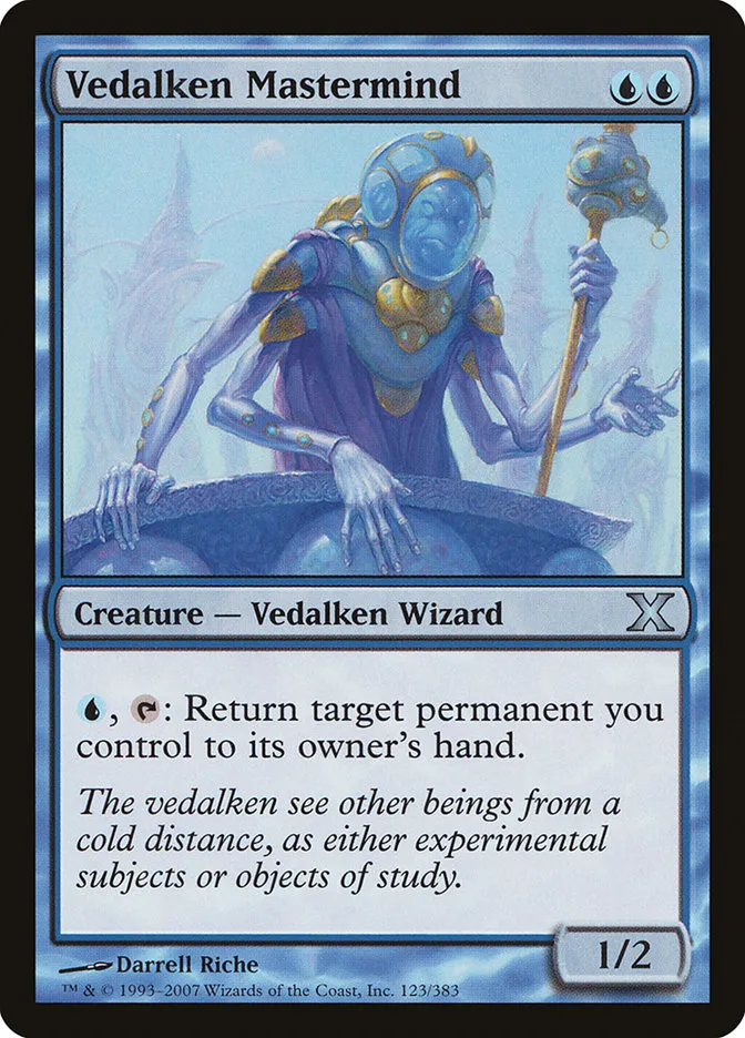 2007 Tenth Edition Vedalken Mastermind #123 uncommon card image