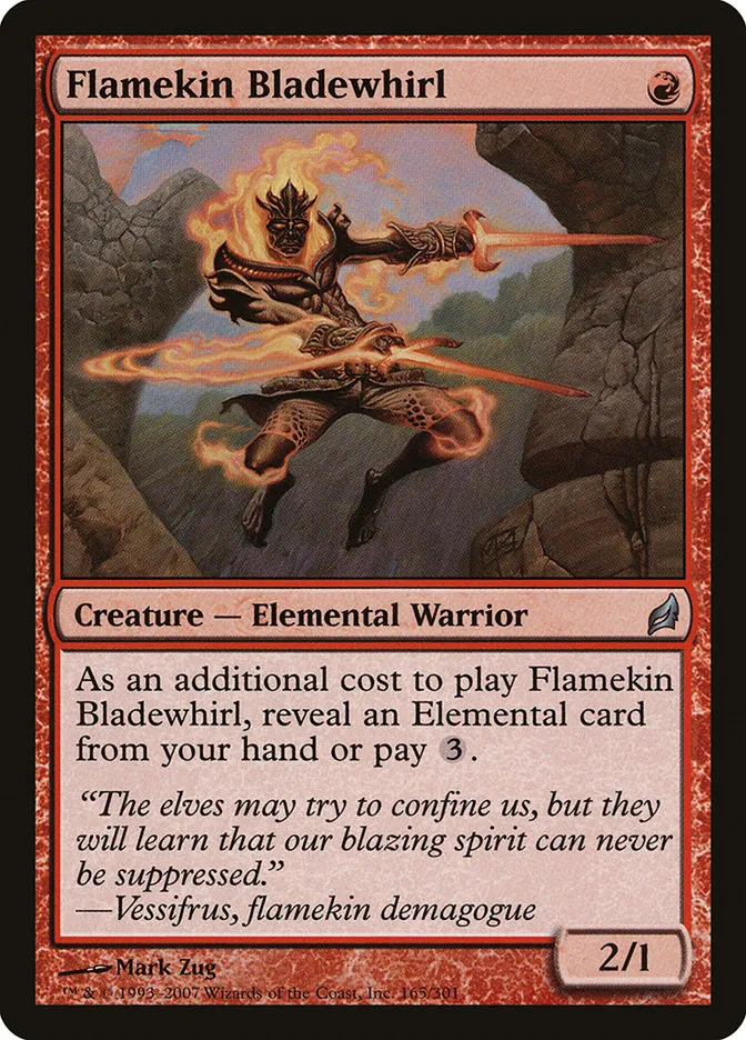 2007 Lorwyn Flamekin Bladewhirl uncommon #165 uncommon card image