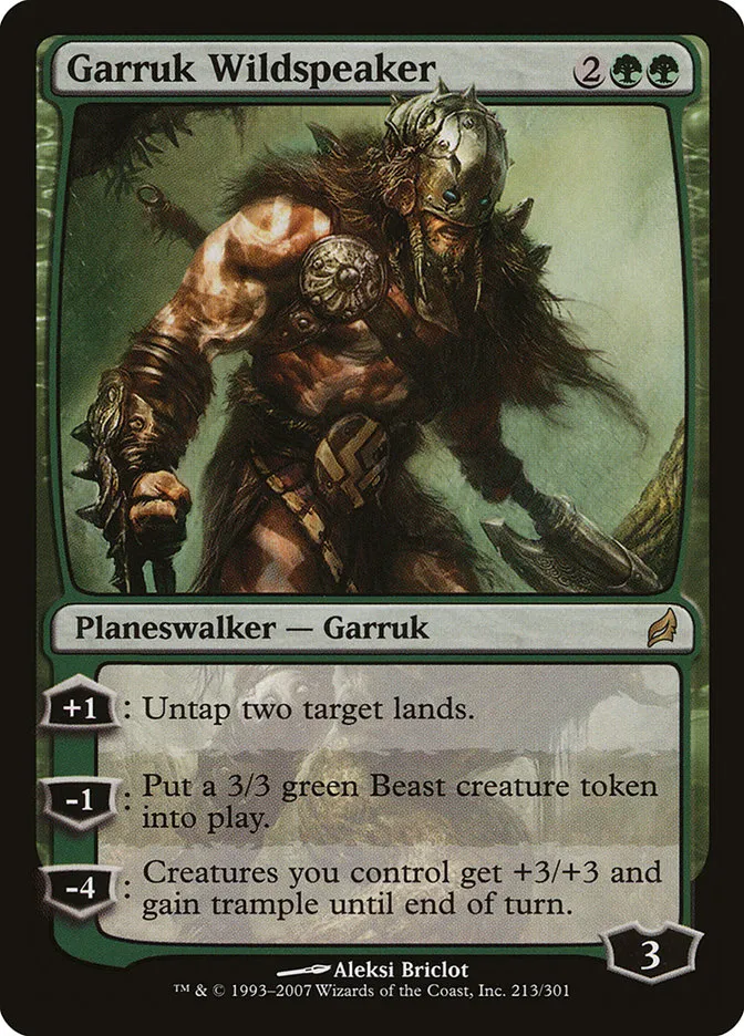 2007 Lorwyn Garruk Wildspeaker #213 rare card image