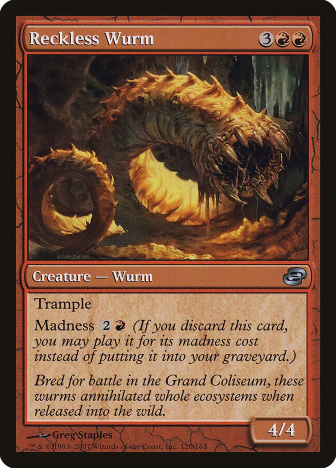 2007 Planar Chaos Reckless Wurm uncommon #120 uncommon card image