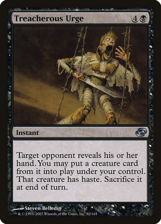 2007 Planar Chaos Treacherous Urge #82 uncommon card image