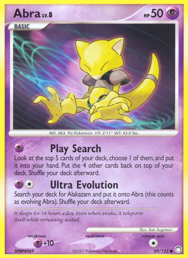 2007 Mysterious Treasures Abra Common #069/123 Common card image