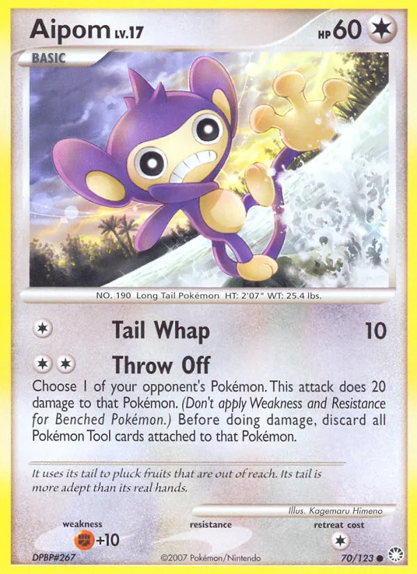 2007 Mysterious Treasures Aipom Common #070/123 Common card image