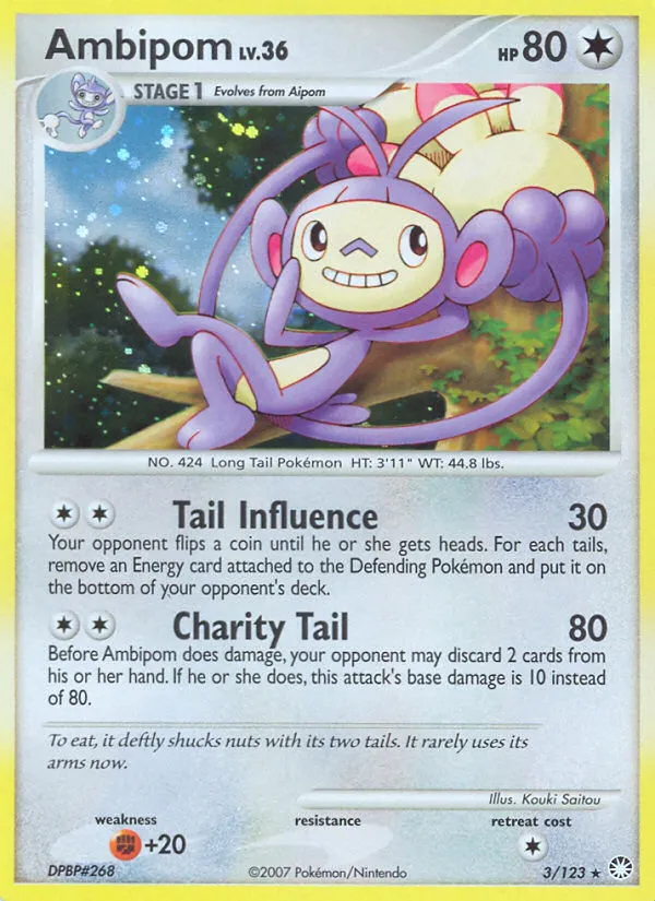 2007 Mysterious Treasures Ambipom Rare Holo #003/123 Rare Holo card image