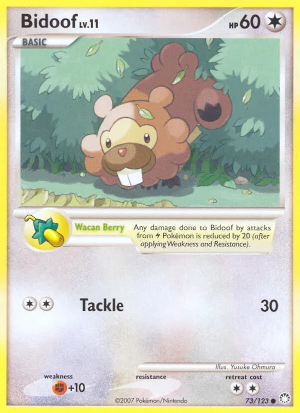2007 Mysterious Treasures Bidoof Common #073/123 Common card image