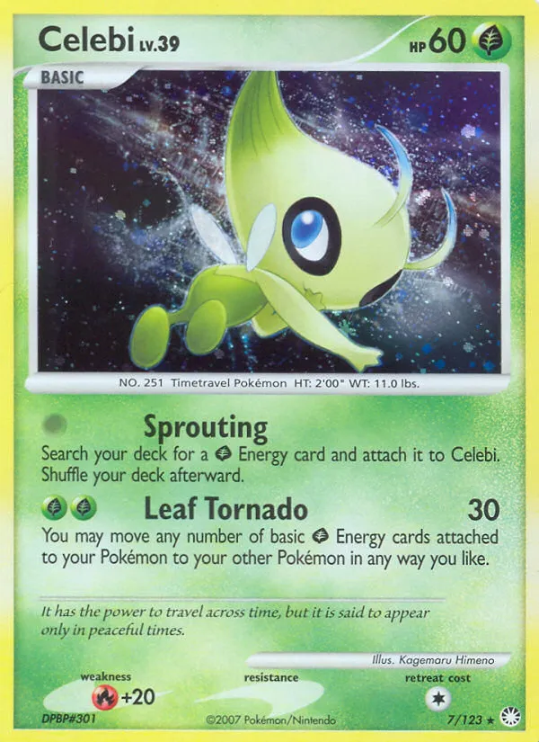 2007 Mysterious Treasures Celebi Rare Holo #007/123 Rare Holo card image