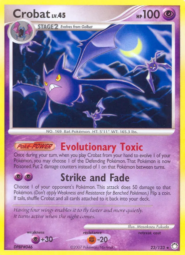 2007 Mysterious Treasures Crobat Rare #023/123 Rare card image