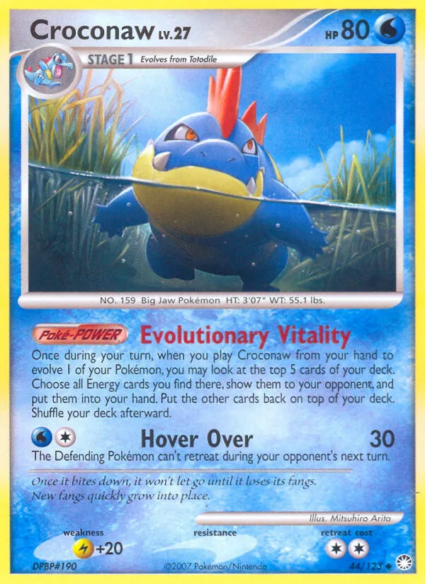 2007 Mysterious Treasures Croconaw Uncommon #044/123 Uncommon card image