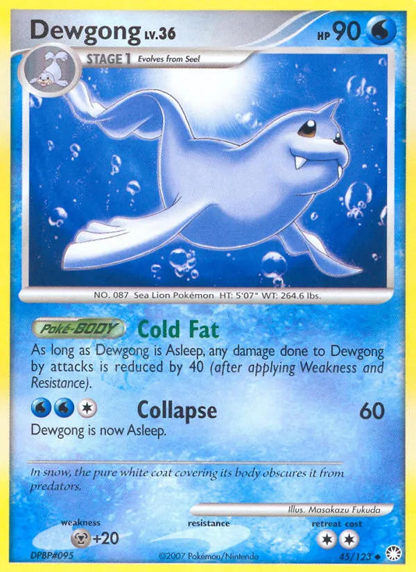 2007 Mysterious Treasures Dewgong Uncommon #045/123 Uncommon card image