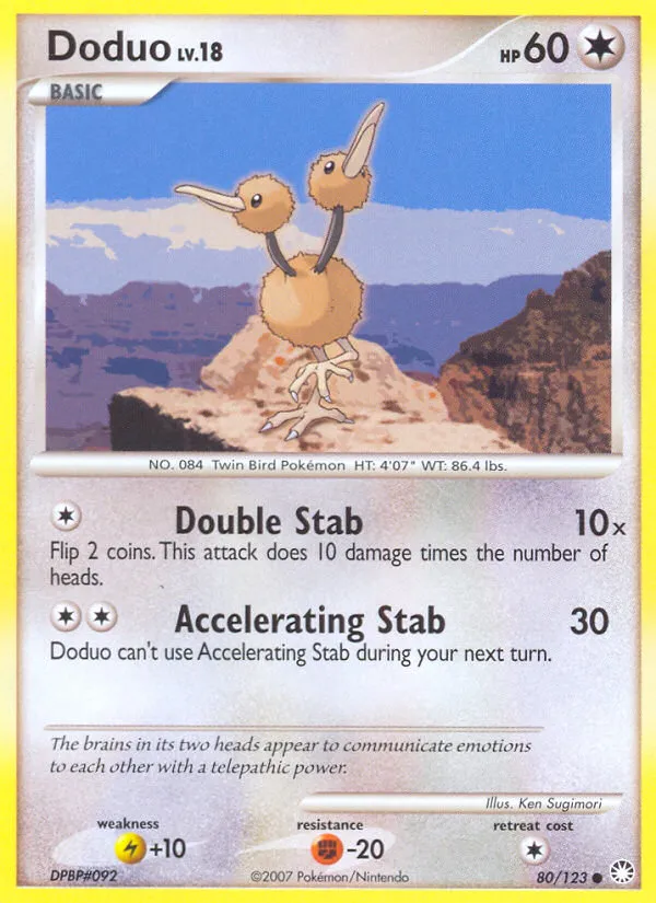 2007 Mysterious Treasures Doduo Common #080/123 Common card image