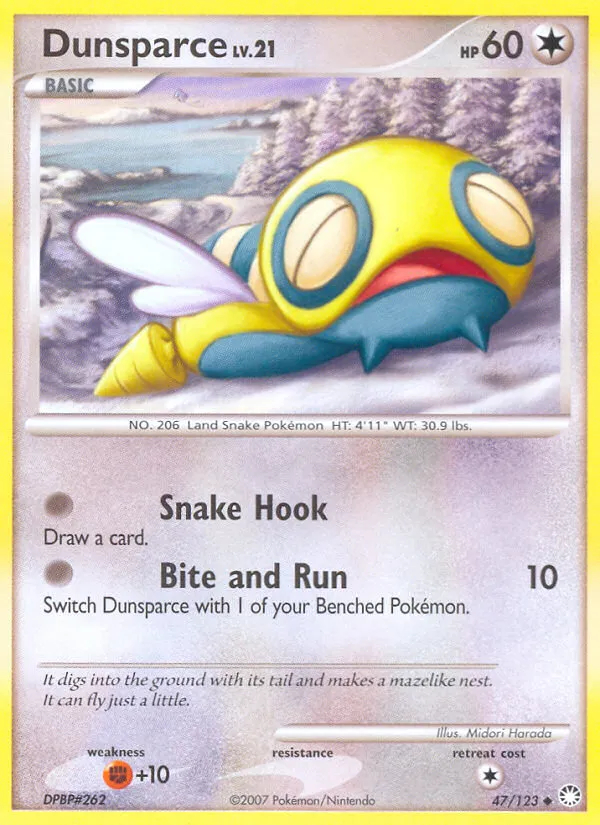 2007 Mysterious Treasures Dunsparce Uncommon #047/123 Uncommon card image