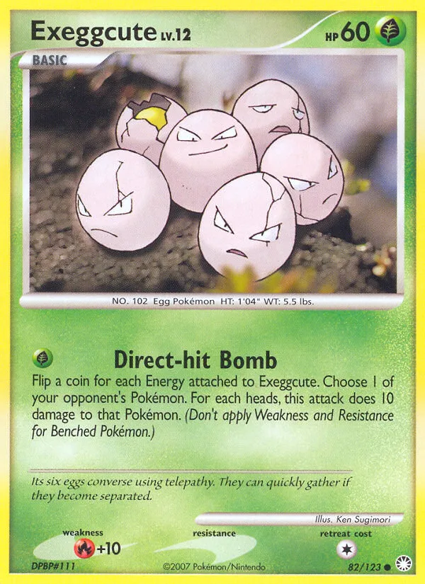 2007 Mysterious Treasures Exeggcute Common #082/123 Common card image