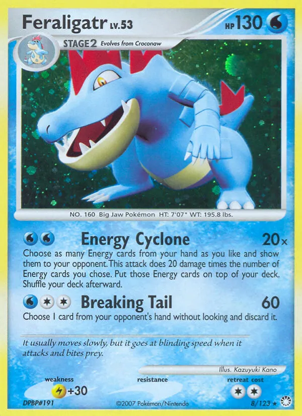 2007 Mysterious Treasures Feraligatr Rare Holo #008/123 Rare Holo card image