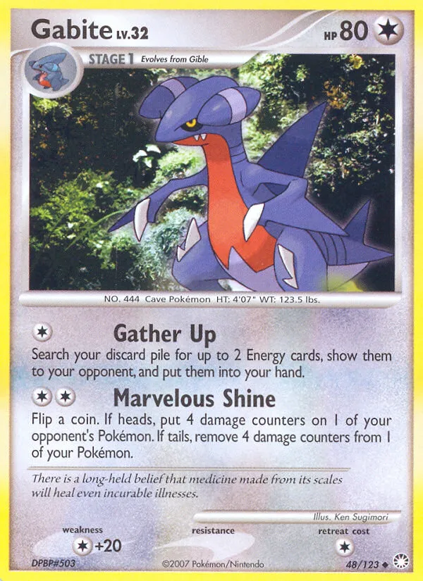 2007 Mysterious Treasures Gabite #048/123 Uncommon card image
