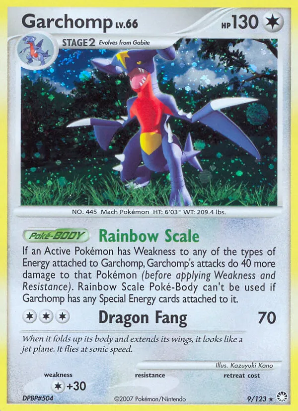 2007 Mysterious Treasures Garchomp Rare Holo #009/123 Rare Holo card image