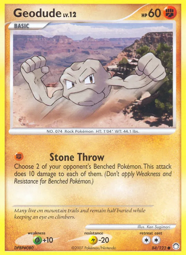 2007 Mysterious Treasures Geodude Common #084/123 Common card image