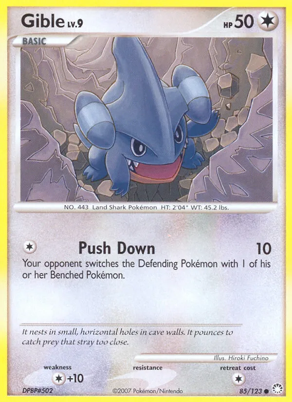 2007 Mysterious Treasures Gible Common #085/123 Common card image
