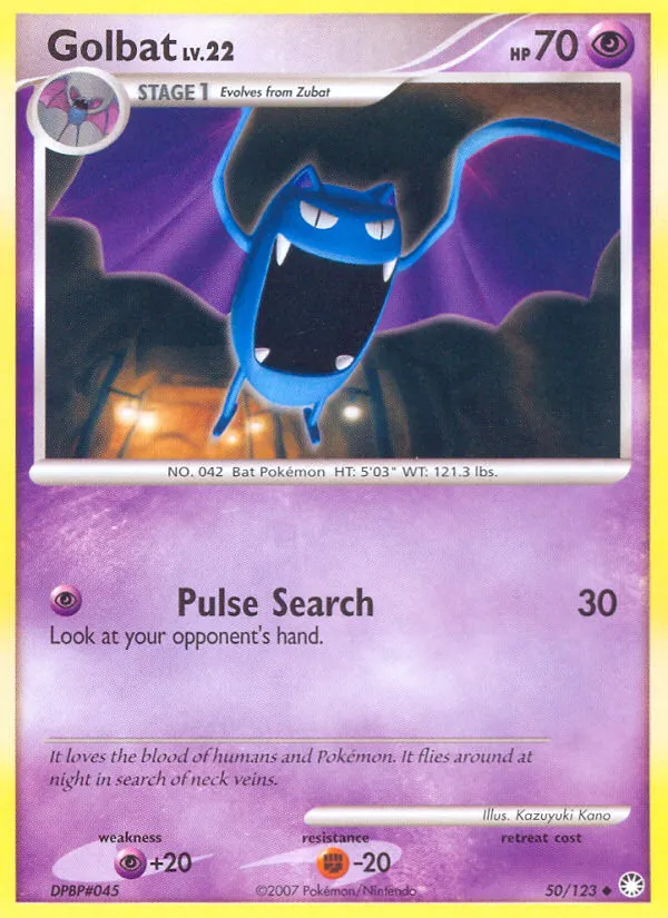 2007 Mysterious Treasures Golbat Uncommon #050/123 Uncommon card image