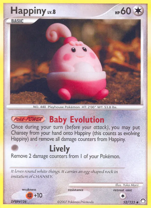2007 Mysterious Treasures Happiny Uncommon #052/123 Uncommon card image