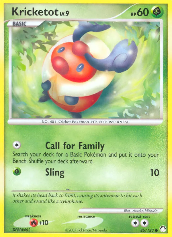 2007 Mysterious Treasures Kricketot #086/123 Common card image