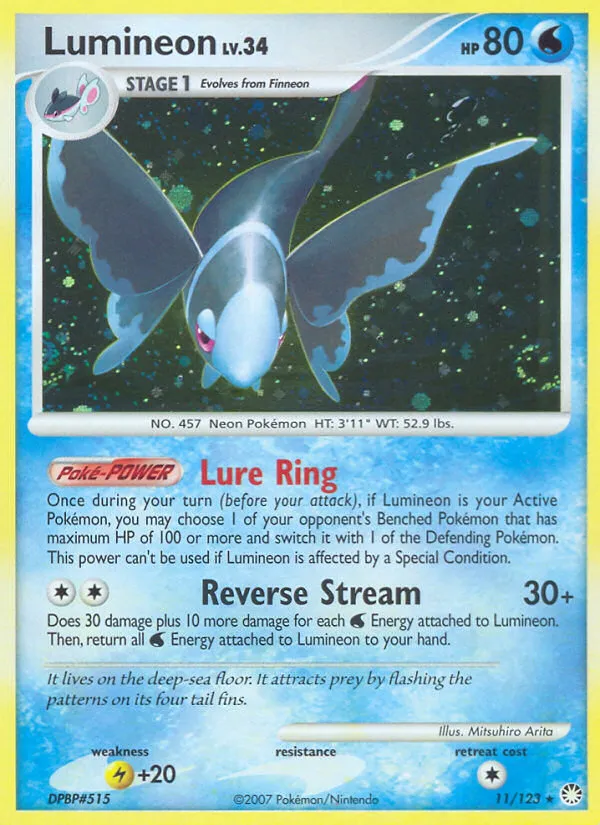 2007 Mysterious Treasures Lumineon Rare Holo #011/123 Rare Holo card image