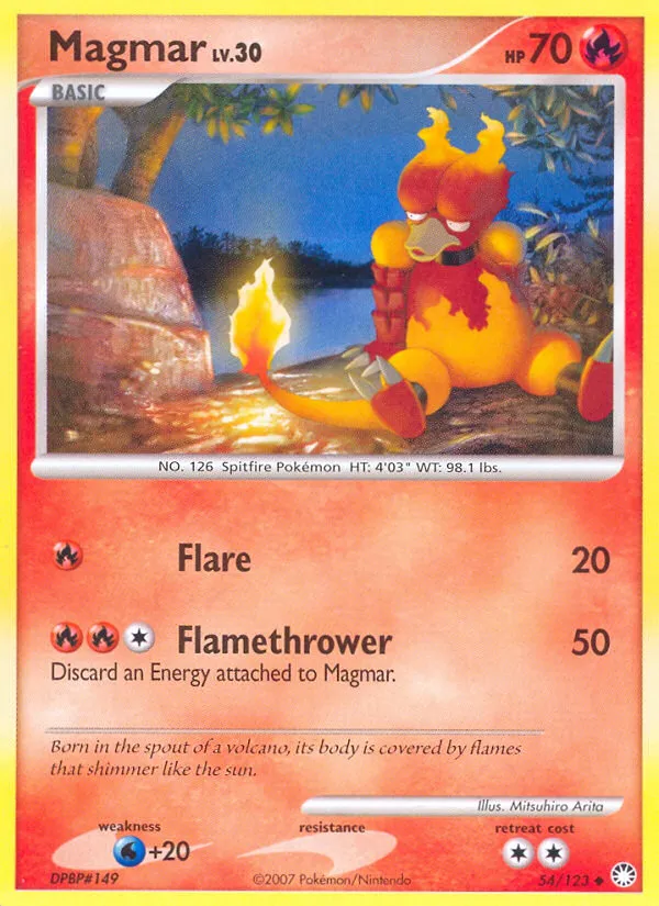 2007 Mysterious Treasures Magmar Uncommon #054/123 Uncommon card image