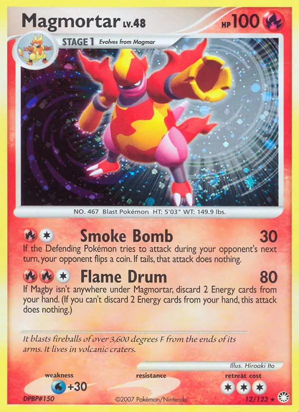 2007 Mysterious Treasures Magmortar Rare Holo #012/123 Rare Holo card image